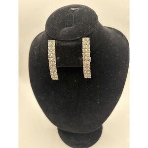 Rhinestone SHOE CLIP ACCENTS Silver Tone Clip On Bar Wedding Party Evening Glam